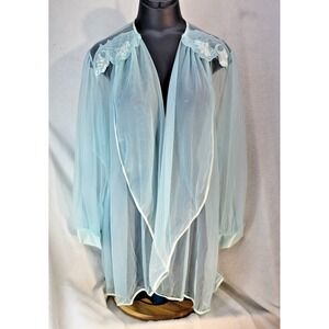 Vintage 90s Inhibitions Lingerie Robe Sheer Chiffon Baby Blue Size Small‎ Nylon